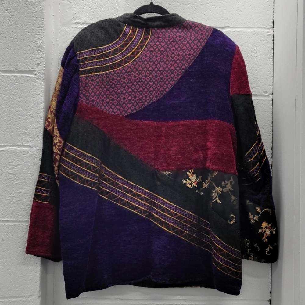 Indigo Moon Multicolor Patchwork Blazer Size 1X - image 4